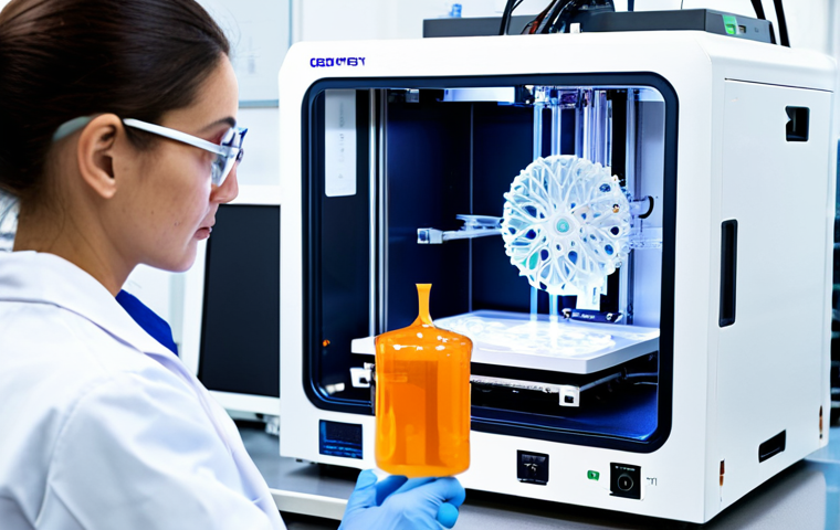 Bio-Printing in a Lab**

"A bright and clean research laboratory. A scientist in a lab coat is carefully adjusting a complex 3D bio-printer. The printer is creating a small, intricate structure that resembles a human organ. Tubing, monitors, and complex machinery surround the printer. Focus on the technology and the scientist's focused expression. Appropriate content, safe for work, fully clothed, professional, perfect anatomy, correct proportions, well-lit, high resolution, scientific illustration."

**