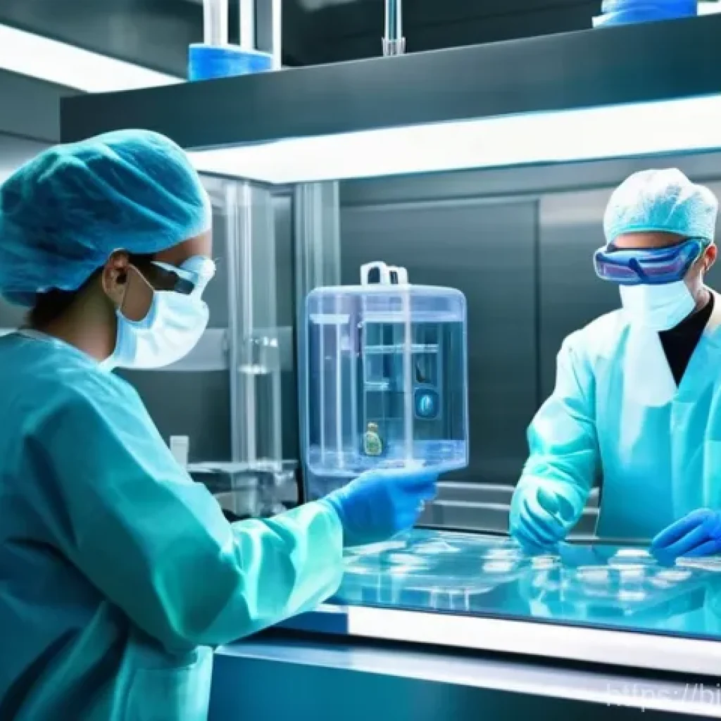 바이오프린팅의 연구개발 R D 트렌드 - **Prompt 1: A Vision of Medical Innovation through Bioprinting**
A futuristic, pristine operatin...