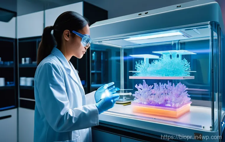 바이오프린팅의 기술적 진보와 산업 변화 - **Image Prompt 1: The Genesis of Life, Bioprinted with Precision**
    A futuristic, brightly lit la...