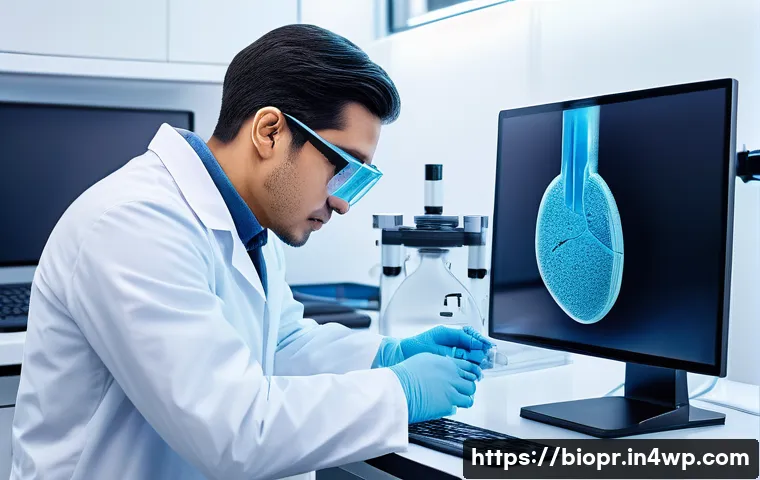 바이오프린팅을 활용한 신약 개발 전략 - A highly detailed 3D bioprinting laboratory scene showing a state-of-the-art bioprinter creating a r...